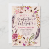 ボ素朴ホフローラリース卒業の招待状 招待状 (正面)