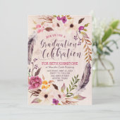 ボ素朴ホフローラリース卒業の招待状 招待状 (スタンド正面)