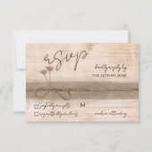 ボ素朴ホフローラ赤面ウッドワイルドフラワー結婚ズ 出欠カード (正面)