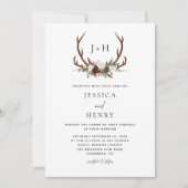 ボ素朴ホフローラ〔雄ジカの〕枝角結婚ズ 招待状 (正面)