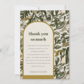 ボ素朴ホレトロアーチグリーンボタニカル結婚ズ サンキューカード (正面)