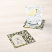 ボ素朴ホレトロアーチグリーンボタニカル結婚ズ スクエアペーパーコースター (インサイチュ)