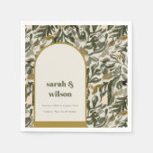 ボ素朴ホレトロアーチグリーンボタニカル結婚ズ スタンダードカクテルナプキン (正面)