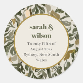 ボ素朴ホレトロアーチグリーンボタニカル結婚ズ ラウンドシール