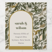 ボ素朴ホレトロアーチグリーンボタニカル結婚ズ ワインラベル (シングルラベル)