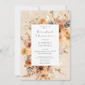 ボ素朴ホ秋フローラフレームブライダルシャワー 招待状 (正面)