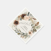 ボ素朴ホ秋秋のフローラの葉結婚の スタンダードカクテルナプキン (角)