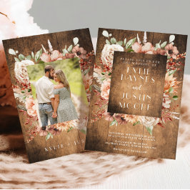 ボ素朴ホ秋秋フローラ結婚式招待状 招待状