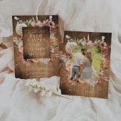 ボ素朴ホ秋秋フローラ結婚式招待状 招待状