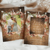 ボ素朴ホ秋秋フローラ結婚式招待状 招待状