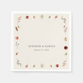 ボ素朴ホ秋野結婚草花または婚約 スタンダードカクテルナプキン