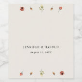 ボ素朴ホ秋野結婚草花または婚約 ワインラベル (シングルラベル)