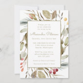 ボ素朴ホ自然葉葉ブライダルシャワー 招待状 (正面)