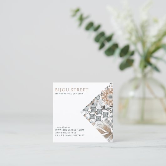 ボ自然ホ抽象芸術ジュエリー設計者 スクエア名刺 (スタンド正面)