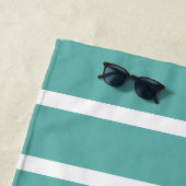 ボ航海のートティール（緑がかった色）ストライプの追加名文字 ビーチタオル (インサイチュ)