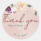 ボ赤と白タニ感謝してい結婚フローラ ラウンドシール (正面)