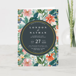 ボ鮮やかタニカル開花フローラ結婚式招待状 招待状