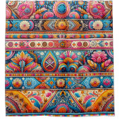 ボ鮮やかホストライプ：折衷繊維芸術 シャワーカーテン (正面)