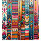 ボ鮮やかホストライプ:折衷繊維芸術 シャワーカーテン (正面)