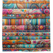 ボ鮮やかホストライプ：折衷繊維芸術 シャワーカーテン (正面)