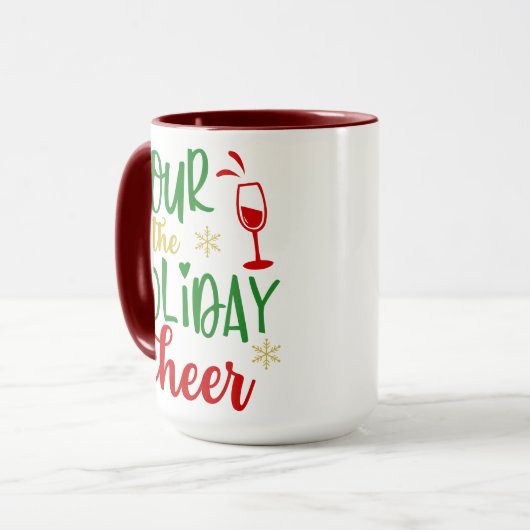 ポアザホリデー応援、おもしろいクリスマスワインギフト マグカップ (正面左)