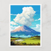 ポアスボルケーノコスタリカヴィンテージイラストレーション ポストカード (正面)