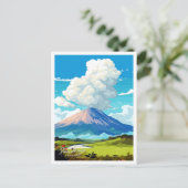 ポアスボルケーノコスタリカヴィンテージイラストレーション ポストカード (スタンド正面)