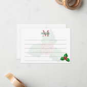 ポア ホリー リーブス クリスマス カスタム モノグラム ライン ノートカード (正面/裏面インサイチュ)