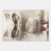 ポイお洒落ティな白い猫のデコパージュ ラッピングペーパーシート (正面3)