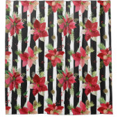 ポイはっきりしたンセストライプチアシャワーカーテン付き黒い シャワーカーテン (正面)