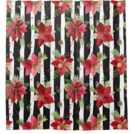 ポイはっきりしたンセストライプチアシャワーカーテン付き黒い シャワーカーテン