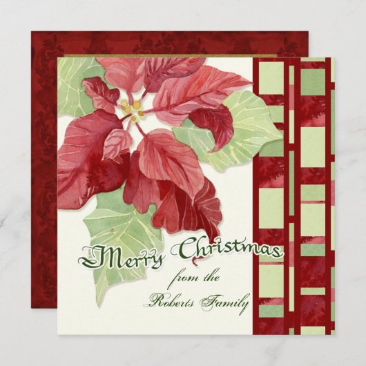 ポイエレガントンセチア写真クリスマスカード シーズンカード (正面/裏面)