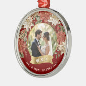 ポイエレガントンセチア新婚Mr. & Mrs. Photo メタルオーナメント (左)