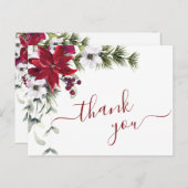 ポイエレガントンセチア水彩サンキューカード ポストカード (正面/裏面)