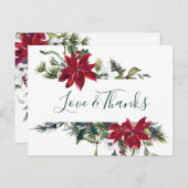 ポイエレガントンセチア水彩サンキューカード ポストカード (正面/裏面)