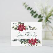 ポイエレガントンセチア水彩サンキューカード ポストカード (スタンド正面)