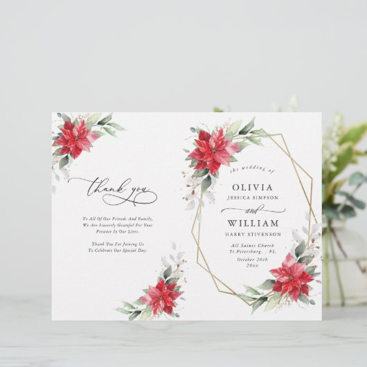 ポイエレガントンセチア水彩結婚式 プログラム (スタンド正面)