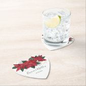 ポイエレガントンセチア緑のクリ結婚スマス ペーパーコースター (インサイチュ)