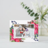 ポイエレガントンセチア・ベリー海軍パーソナライズされた写真 シーズンポストカード (スタンド正面)