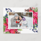 ポイエレガントンセチア・ベリー海軍パーソナライズされた写真 シーズンポストカード (正面)