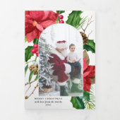 ポイエレガントンセッティア&ホリーアーチフォトホワイトBG 三つ折りカード (カバー)