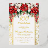 ポイエレガントンセティアスフローラ100th誕生日パーティー 箔招待状 (正面)