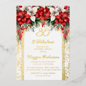 ポイエレガントンセティアスフローラ30th誕生日パーティー 箔招待状 (正面)