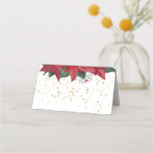 ポイエレガントンセティア結婚クリスマス座席表 プレイスカード (裏面)