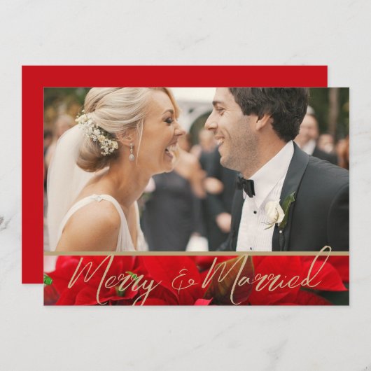 ポイエレガントンセメリーティアと結婚した写真結婚の サンキューカード (正面/裏面)