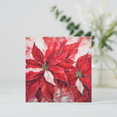 ポイカラフルンセチア休日グリーティングカード シーズンカード (スタンド正面)