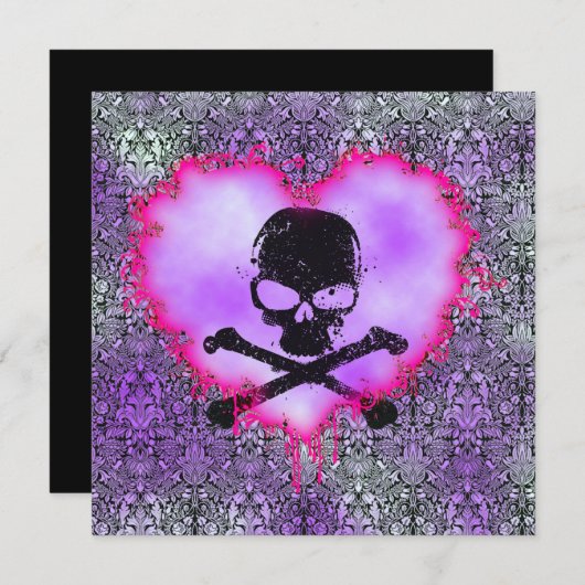 ポイズンエレガントスウィート16ゴシック誕生日発表 招待状 (正面/裏面)