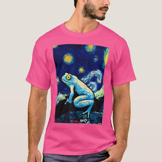 ポイズンダーツカエル星空絵を描夜 Tシャツ (正面)