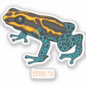 ポイズンダーツカエル漫画イラストレーション シール (正面)