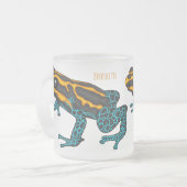 ポイズンダーツカエル漫画イラストレーション フロストグラスマグカップ (正面左)